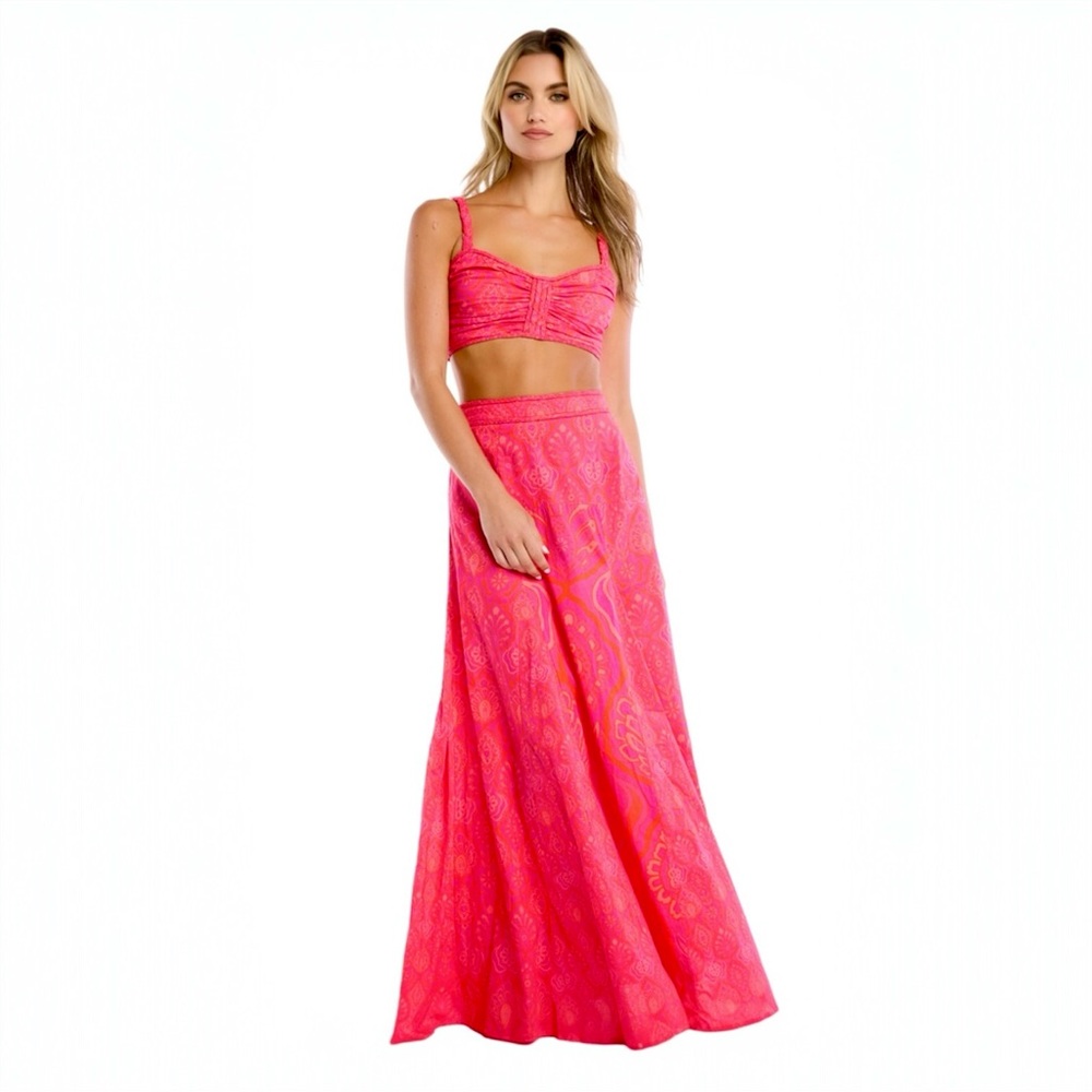 Allison New York Athena Pink Floral Maxi Skirt and Top